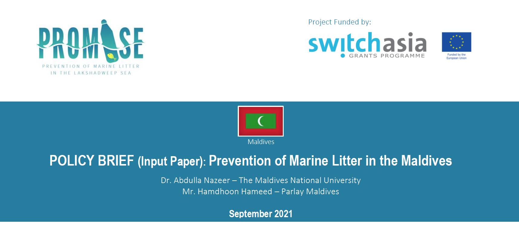 Prevention of Marine Litter in the Maldives